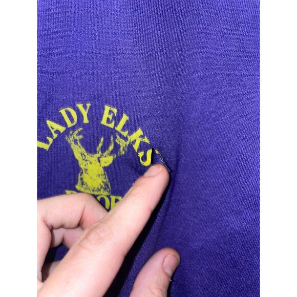 Vintage Lady Elks Shirt BPOE 463 Deer Tee Jerzees HOLE XL X-Large 90s VTG - Picture 5 of 9